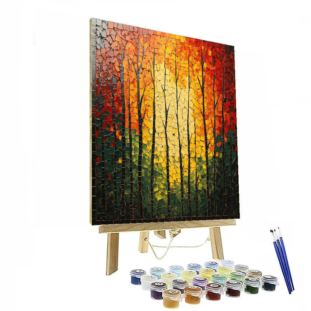 Jean-Paul Riopelle Inspired Ember Forest Mosaic Paint by numbers art