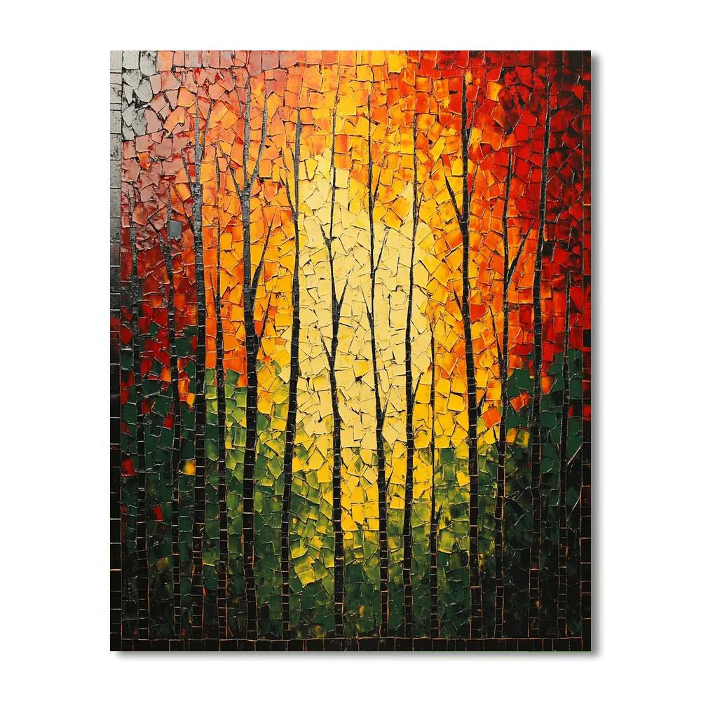 Jean-Paul Riopelle Inspired Ember Forest Mosaic Paint by numbers art