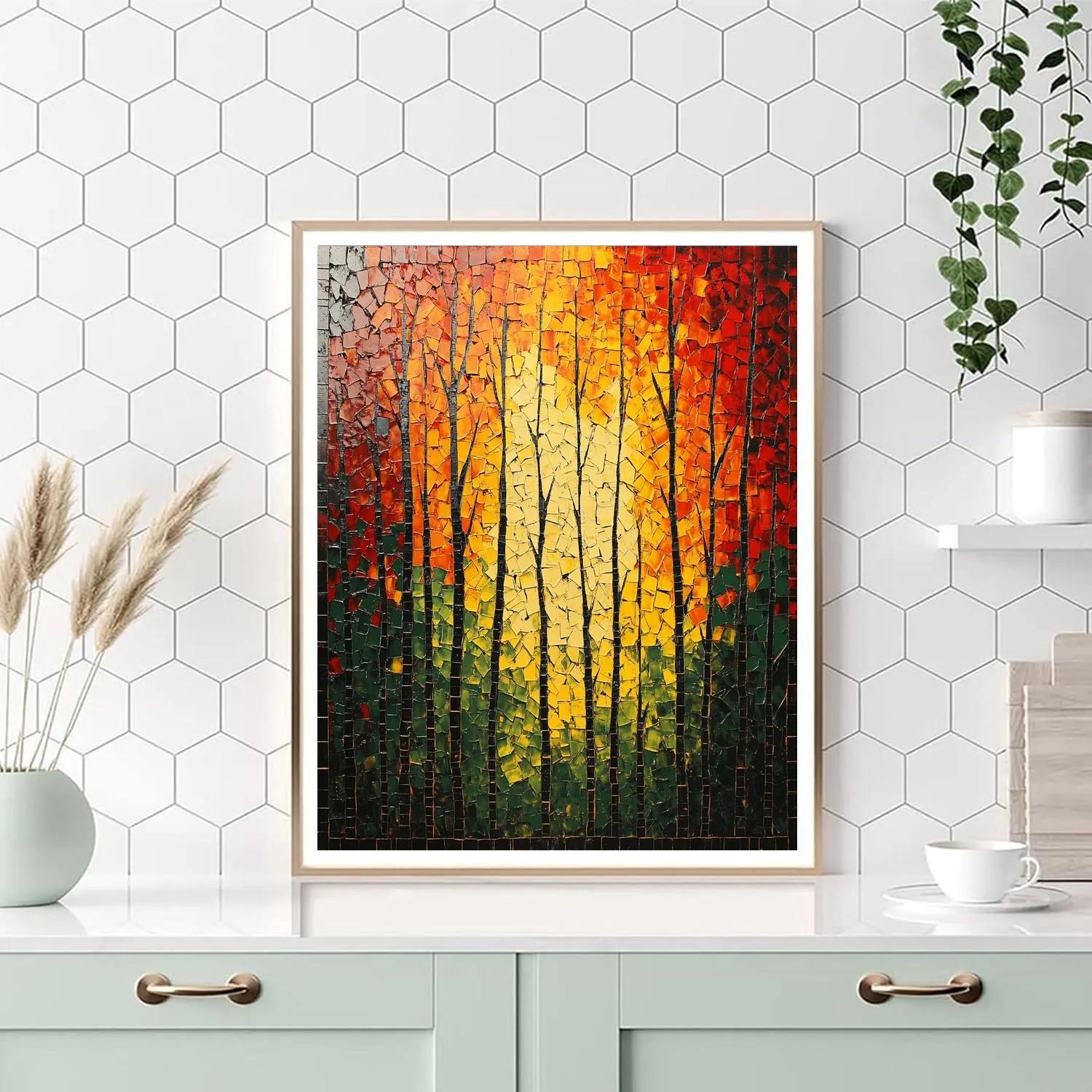 Jean-Paul Riopelle Inspired Ember Forest Mosaic Paint by numbers art