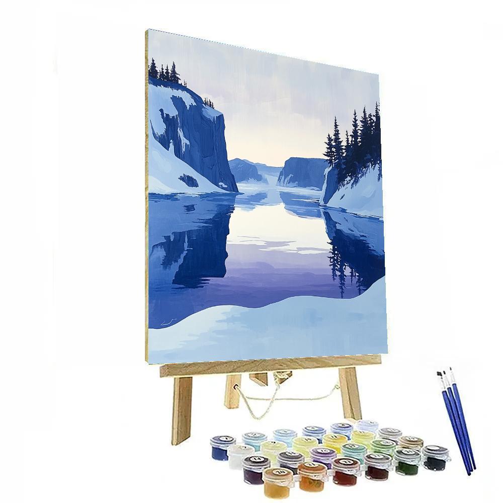Lawren Harris Inspired Frozen Northern Fjord At Dawn paint by color