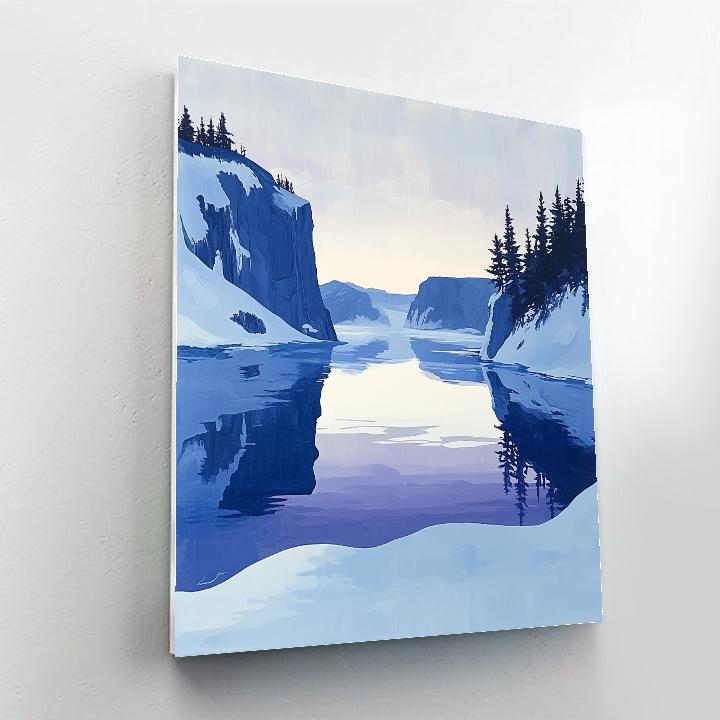 Lawren Harris Inspired Frozen Northern Fjord At Dawn paint by color