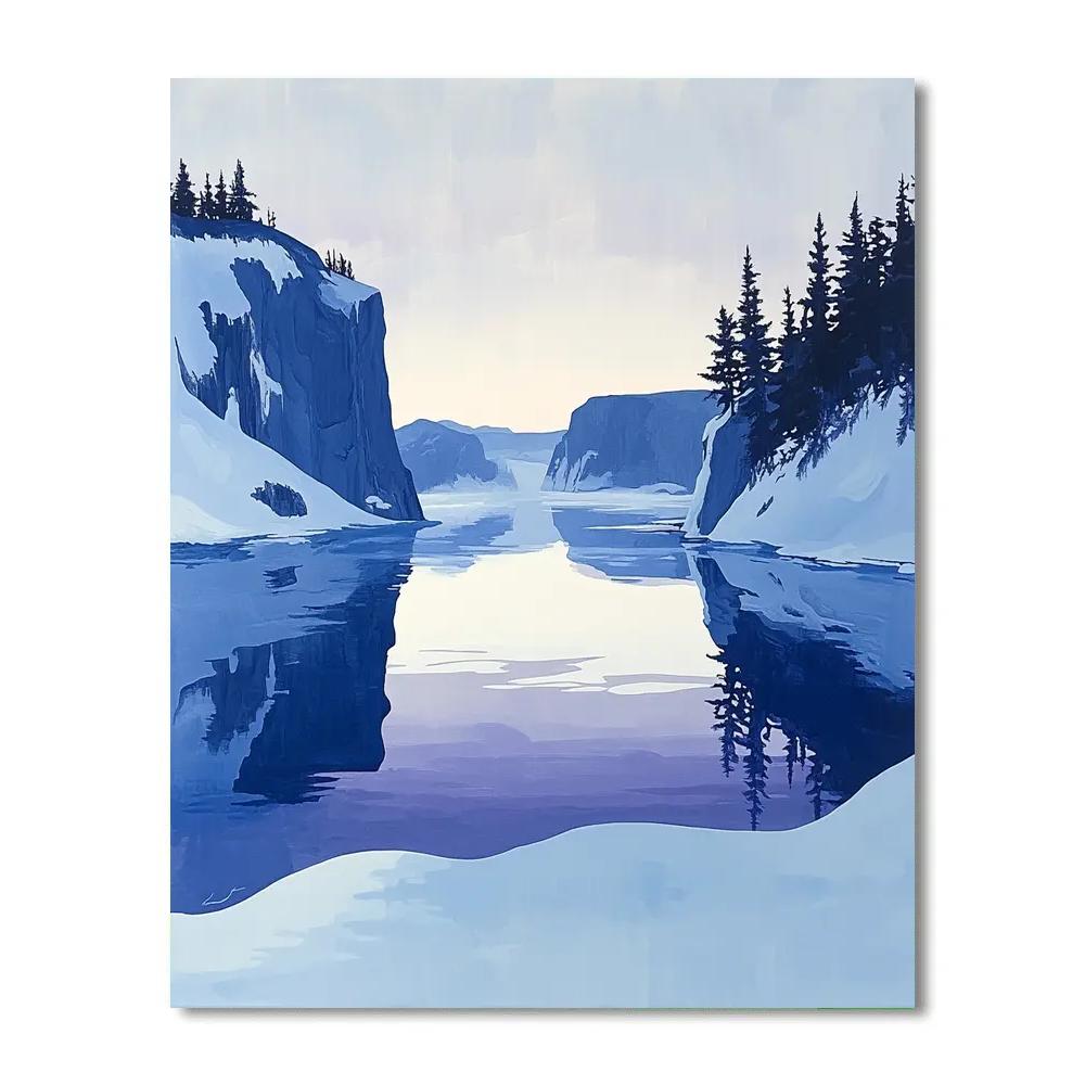Lawren Harris Inspired Frozen Northern Fjord At Dawn paint by color