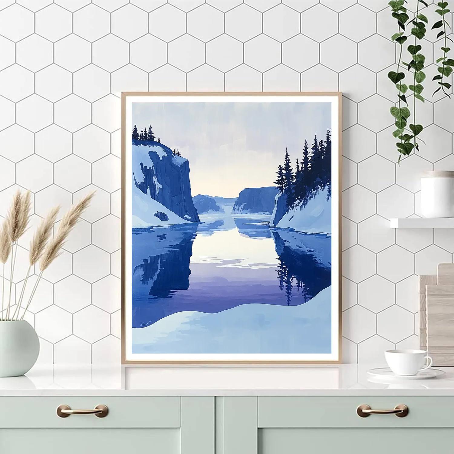 Lawren Harris Inspired Frozen Northern Fjord At Dawn paint by color