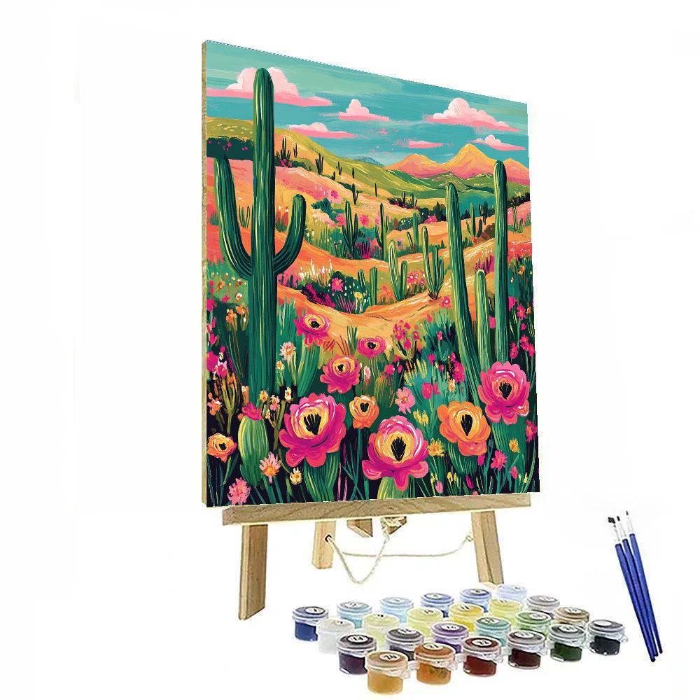 Frida Kahlo Inspired Desert Flowers paint by color