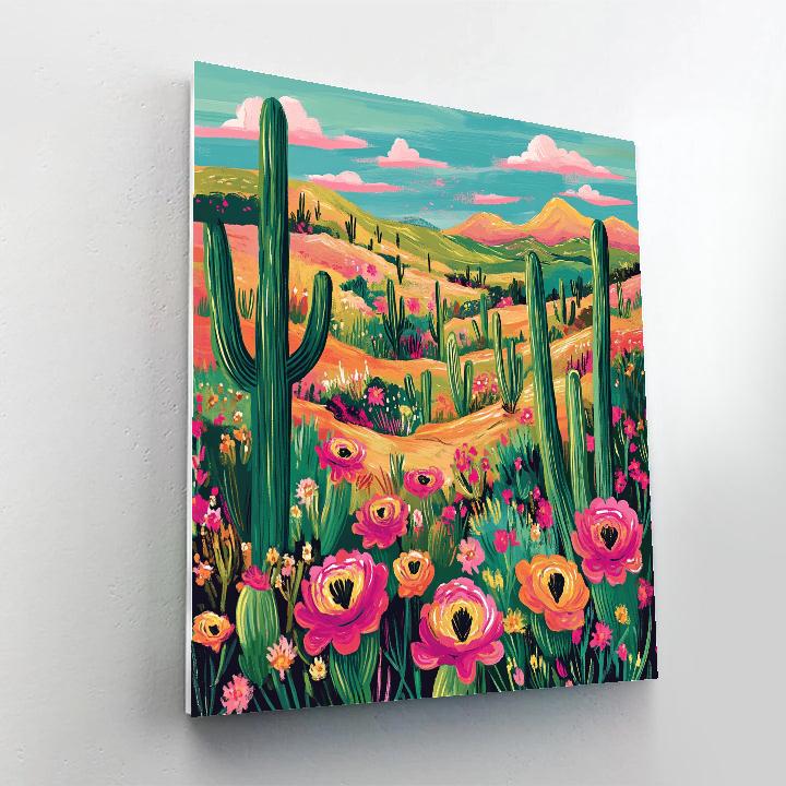 Frida Kahlo Inspired Desert Flowers paint by color
