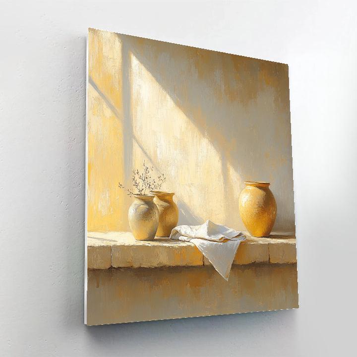 Johannes Vermeer Inspired Golden Light On Delft Window Ledge paint by numbers