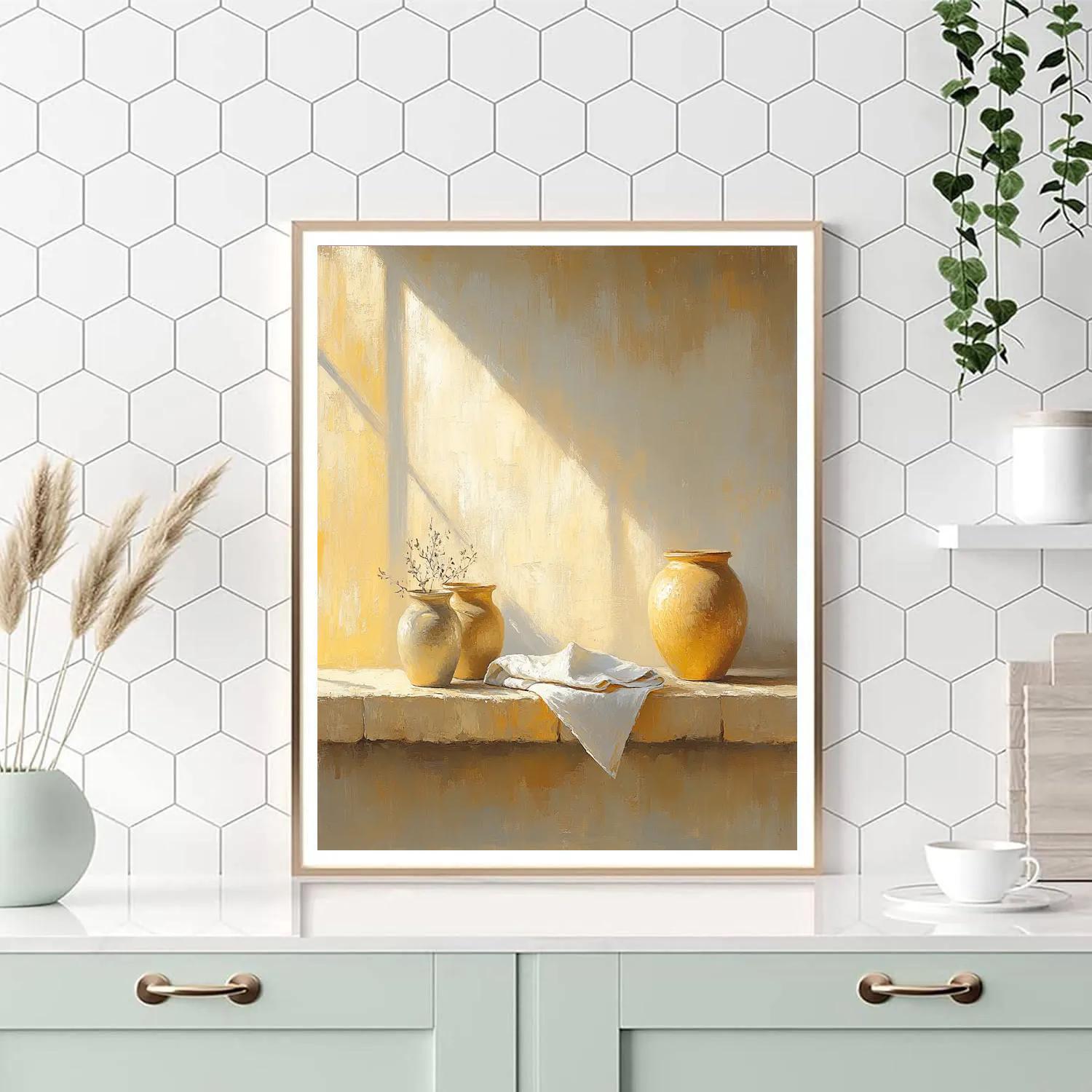 Johannes Vermeer Inspired Golden Light On Delft Window Ledge paint by numbers