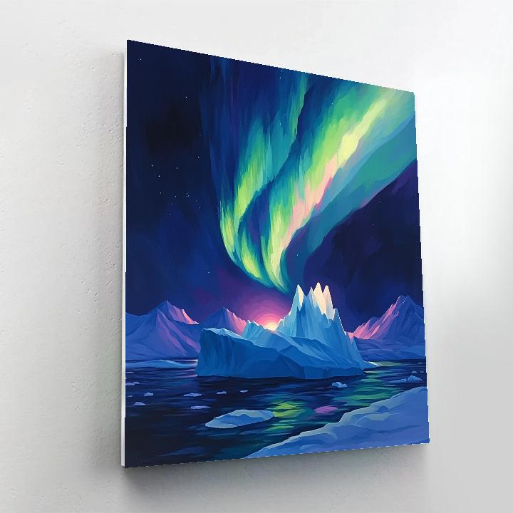 Lawren Harris Inspired Midnight Iceberg With Aurora Glow Paint by numbers kits