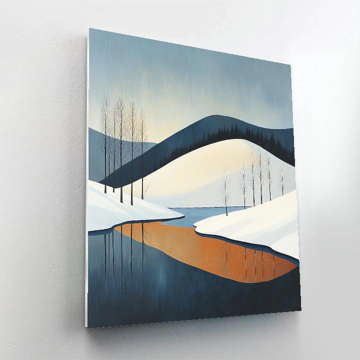 Lawren Harris Inspired Snowy Ridge Overlooking Quiet Lake paint by number