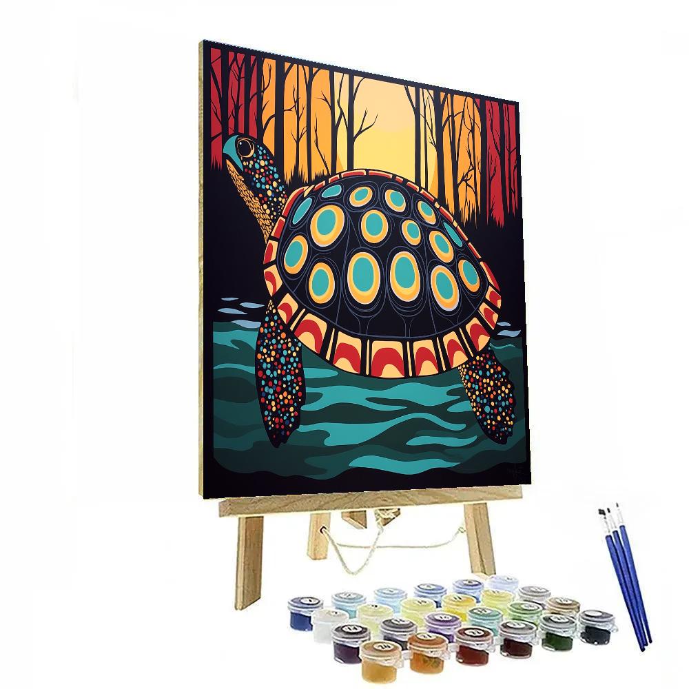 Norval Morrisseau Inspired Turtle Carrying Sacred Waters Number painting
