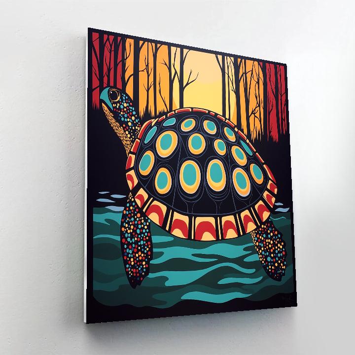 Norval Morrisseau Inspired Turtle Carrying Sacred Waters Number painting