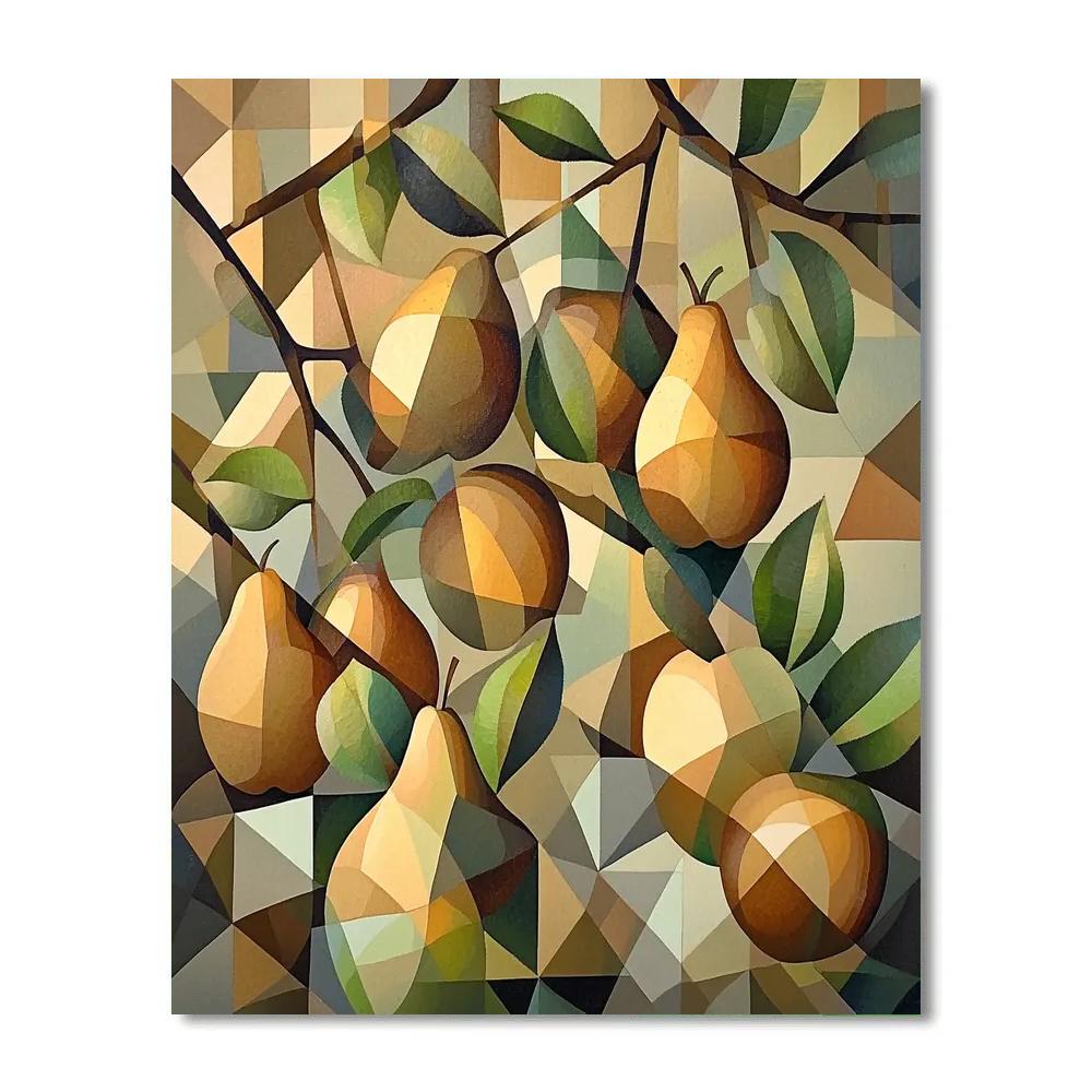 Pablo Picasso Inspired Cubist Abstracted Orchard In Muted Tones painting number kit