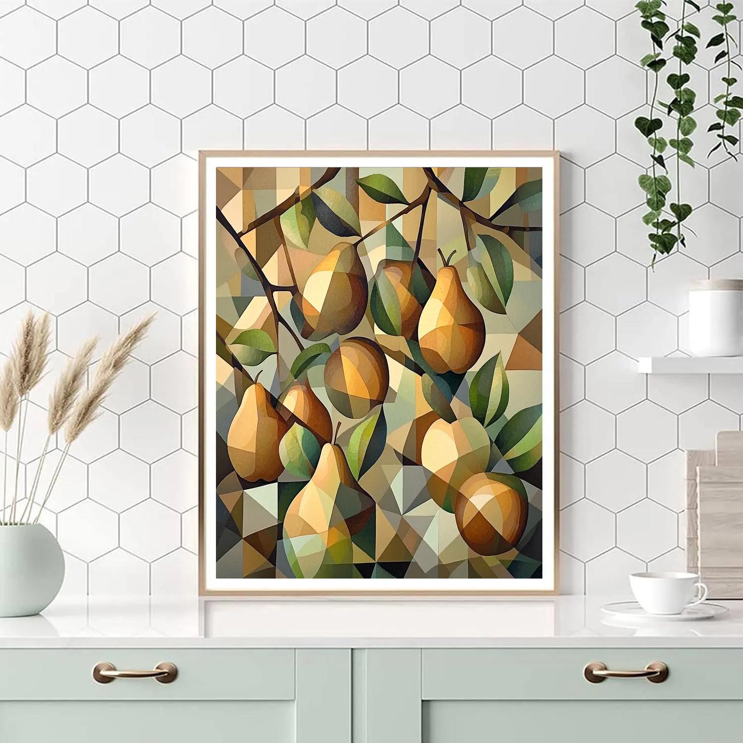 Pablo Picasso Inspired Cubist Abstracted Orchard In Muted Tones painting number kit