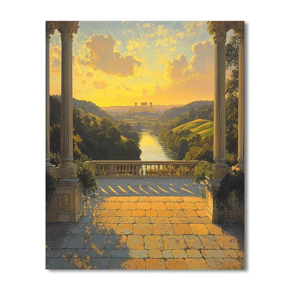 Raphael Inspired Serene Temple Overlook DIY paint by numbers
