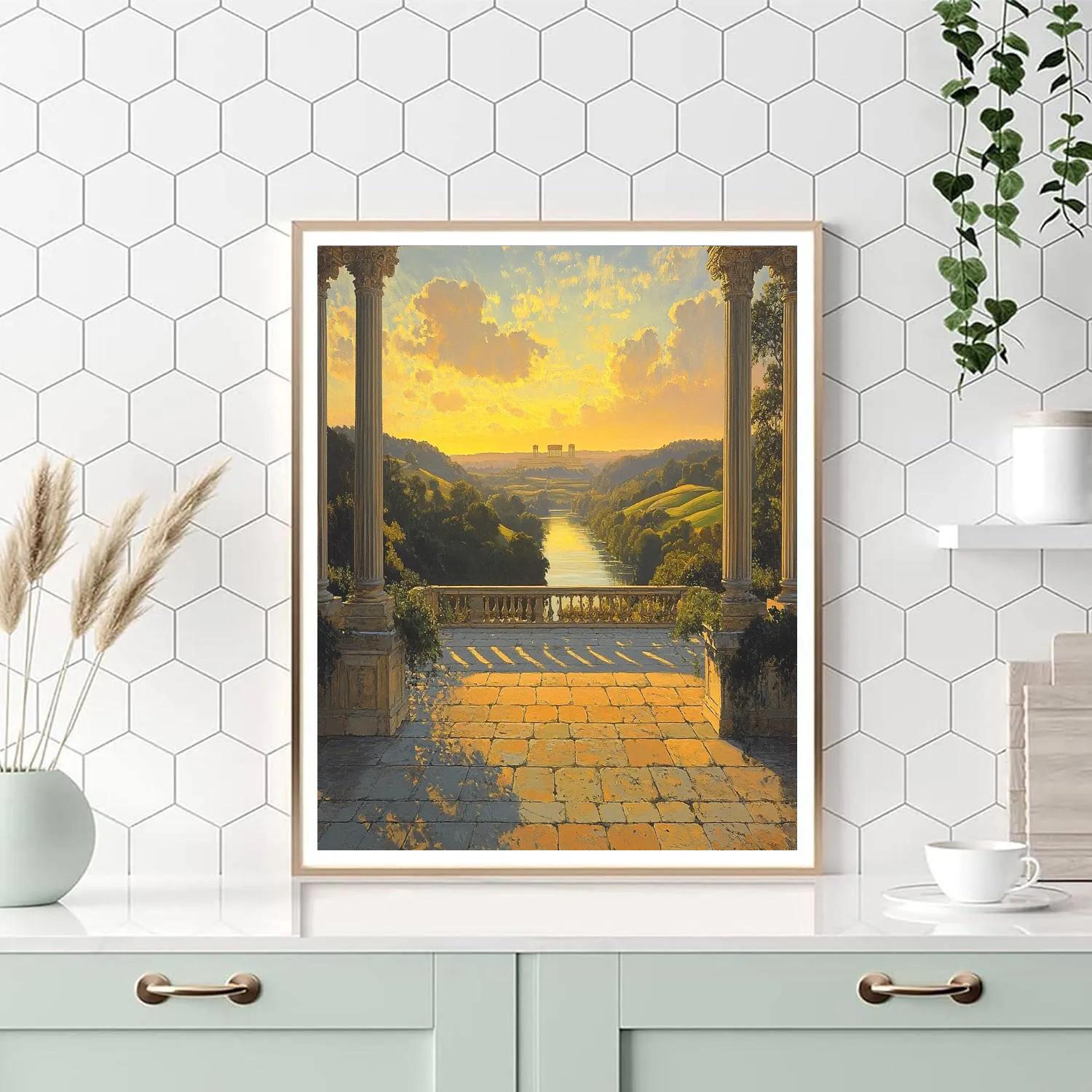 Raphael Inspired Serene Temple Overlook DIY paint by numbers