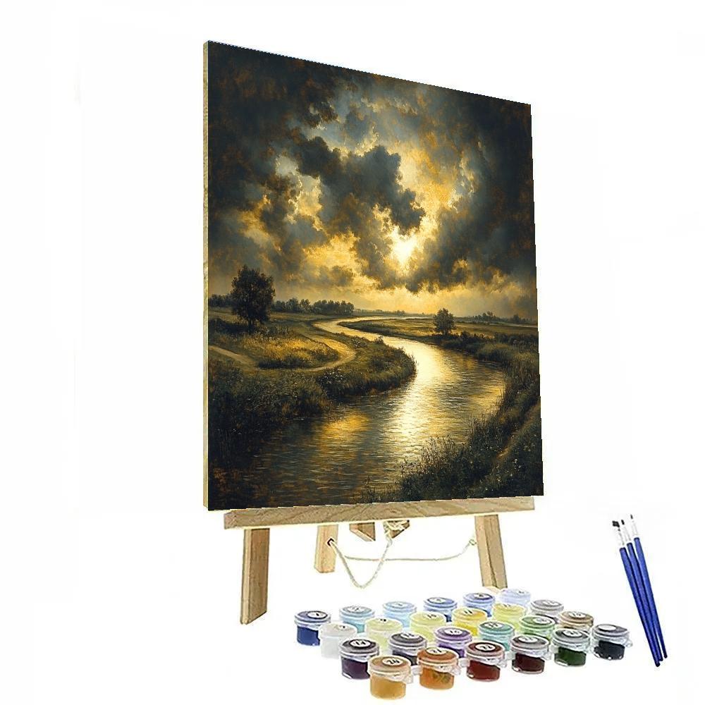 Rembrandt Inspired Twilight Over Riverbend paint by number