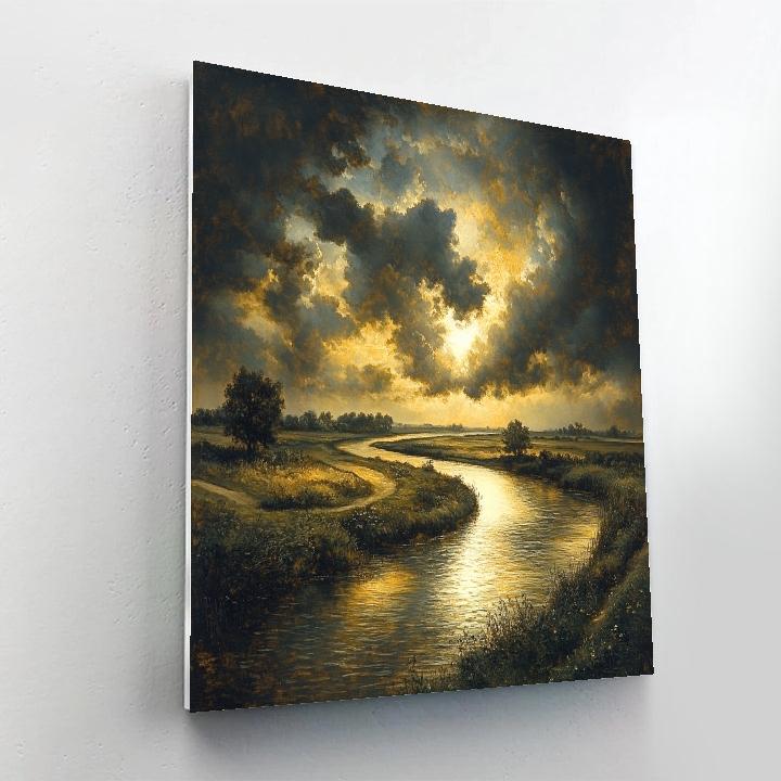 Rembrandt Inspired Twilight Over Riverbend paint by number