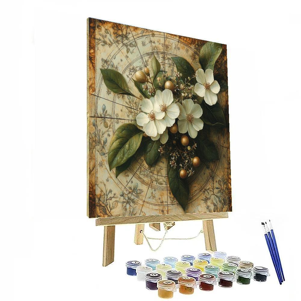 Leonardo Da Vinci Inspired Botanical Nebula paint by numbers