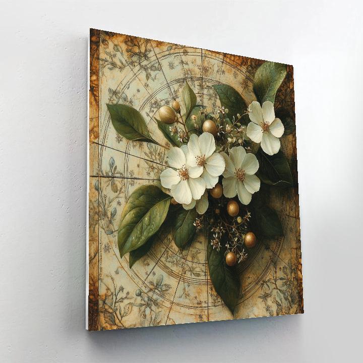 Leonardo Da Vinci Inspired Botanical Nebula paint by numbers