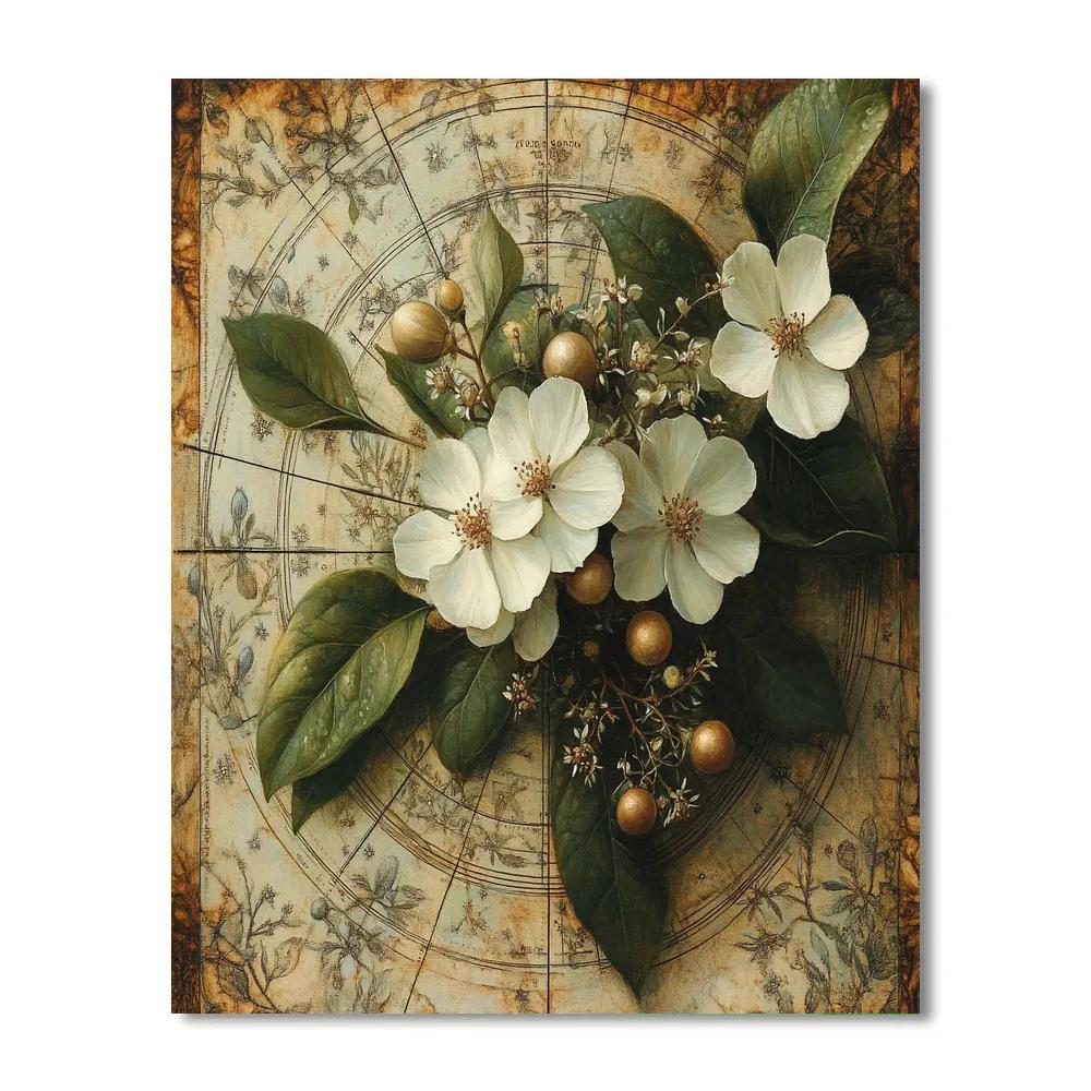 Leonardo Da Vinci Inspired Botanical Nebula paint by numbers