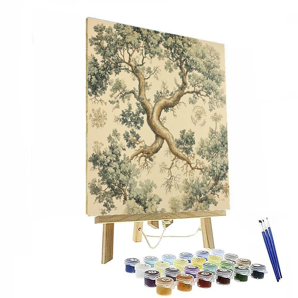 Leonardo Da Vinci Inspired Intertwined Tree Roots Painting by numbers kit