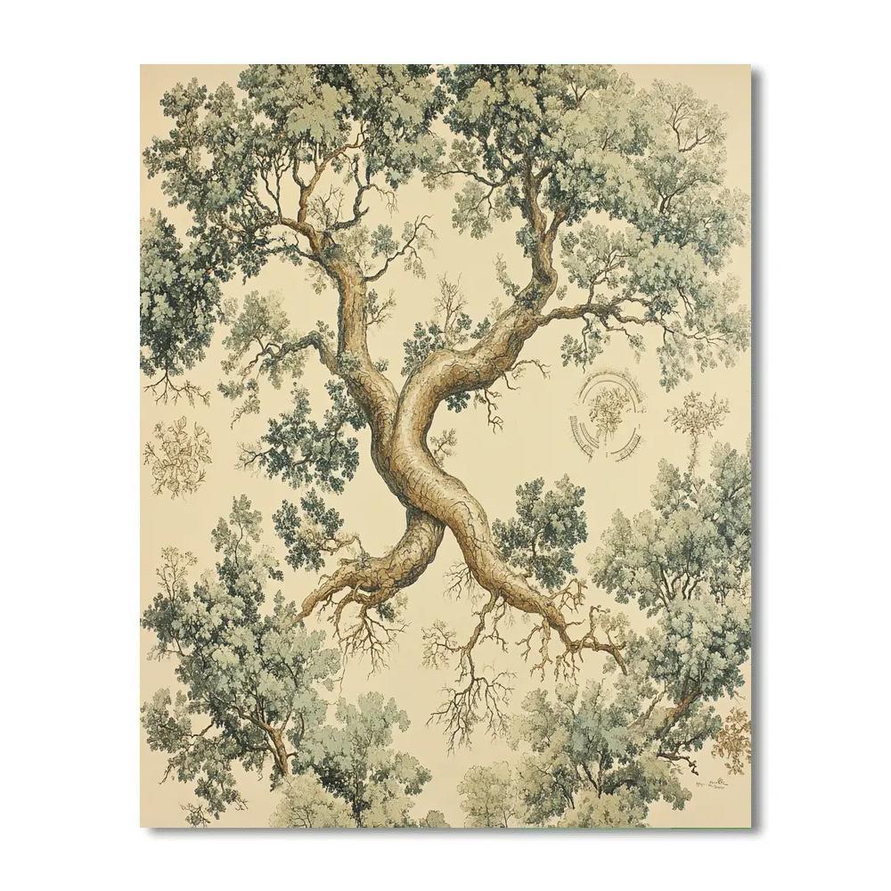 Leonardo Da Vinci Inspired Intertwined Tree Roots Painting by numbers kit