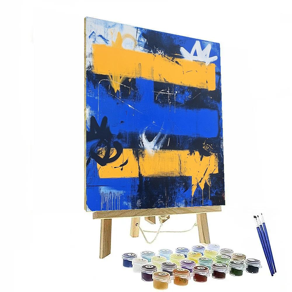 Jean-Michel Basquiat Inspired Neon Orbit paint by number