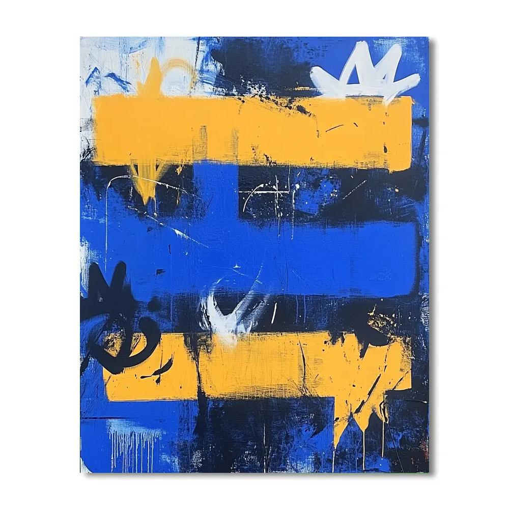 Jean-Michel Basquiat Inspired Neon Orbit paint by number