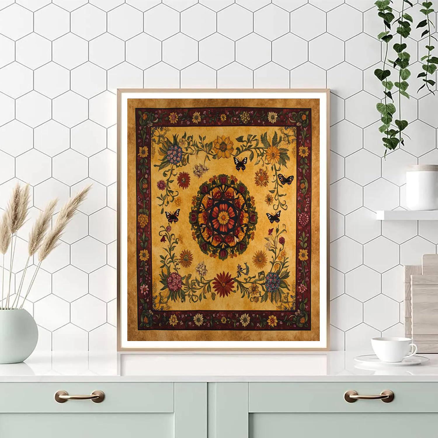 Frida Kahlo Inspired Ancestral Bloom Tapestry DIY paint by numbers