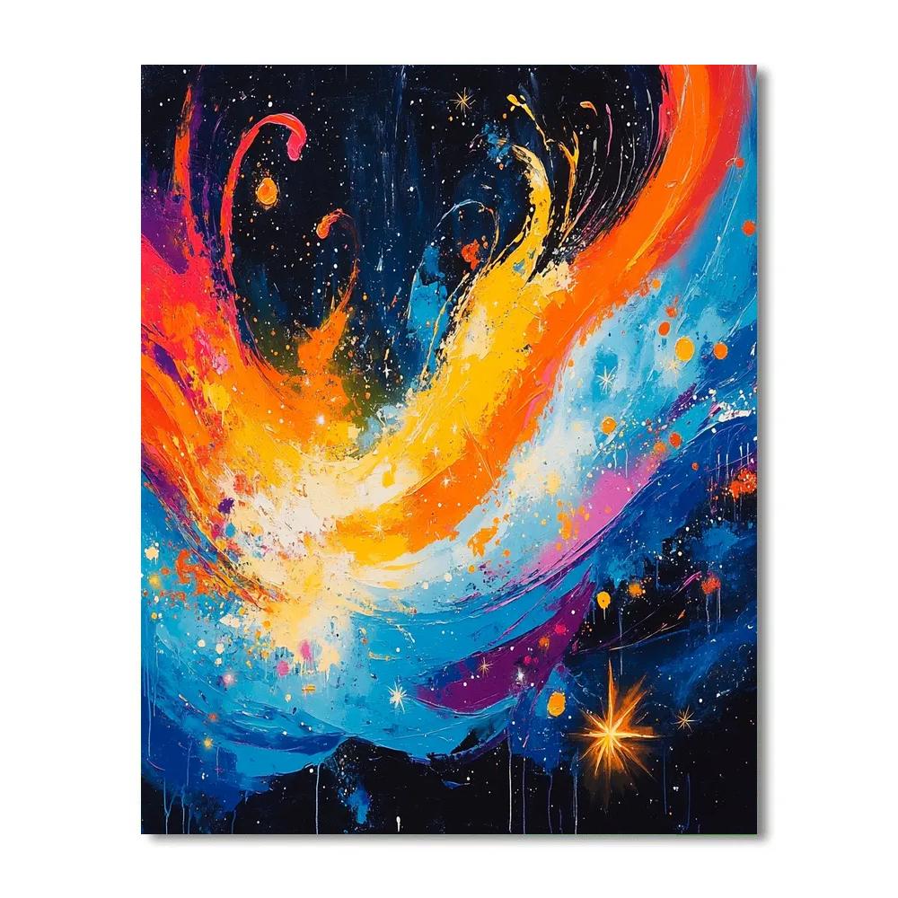 Jean-Michel Basquiat Inspired Cosmic Reflections paint by color