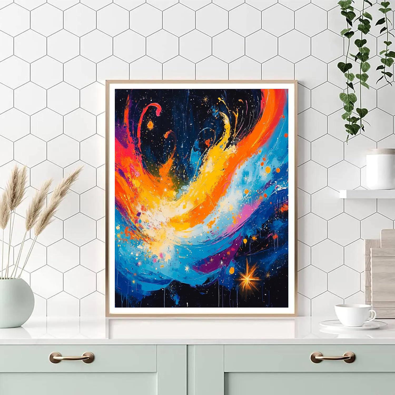 Jean-Michel Basquiat Inspired Cosmic Reflections paint by color