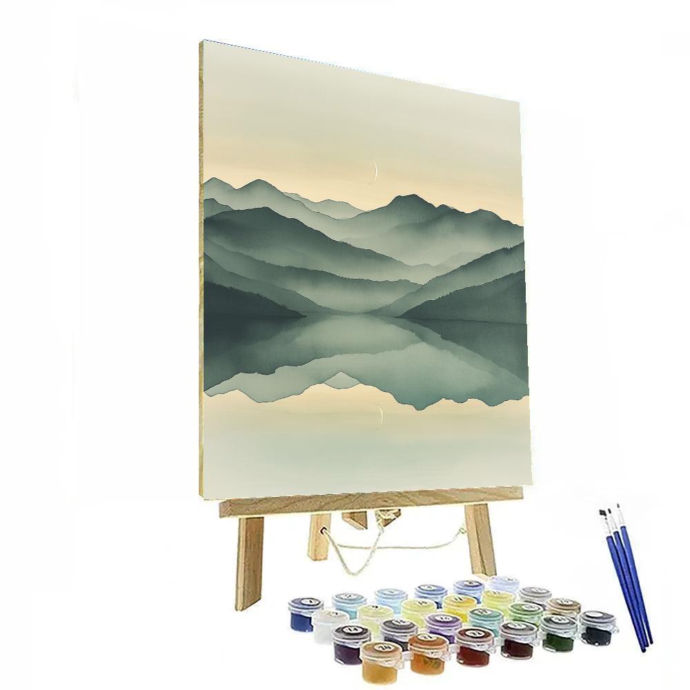 Zhao Mengfu Inspired Misty Moonlit Mountains paint by numbers