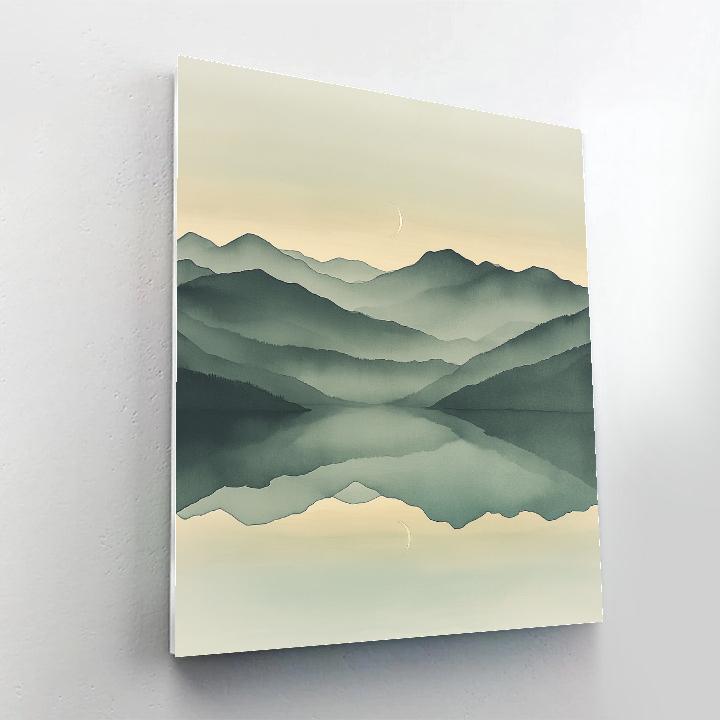 Zhao Mengfu Inspired Misty Moonlit Mountains paint by numbers