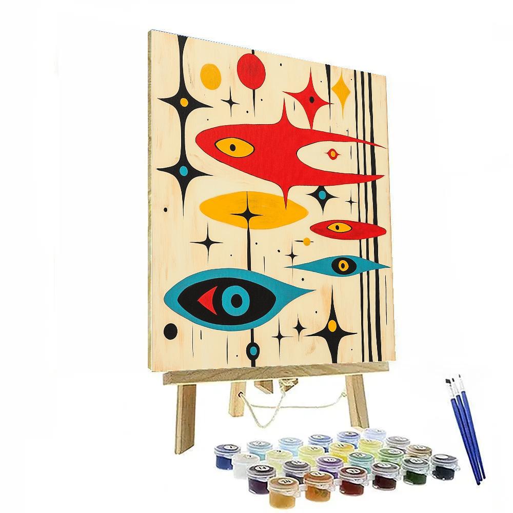 Joan Miró Inspired Dreamlike Cosmos paint by color