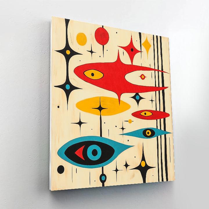 Joan Miró Inspired Dreamlike Cosmos paint by color