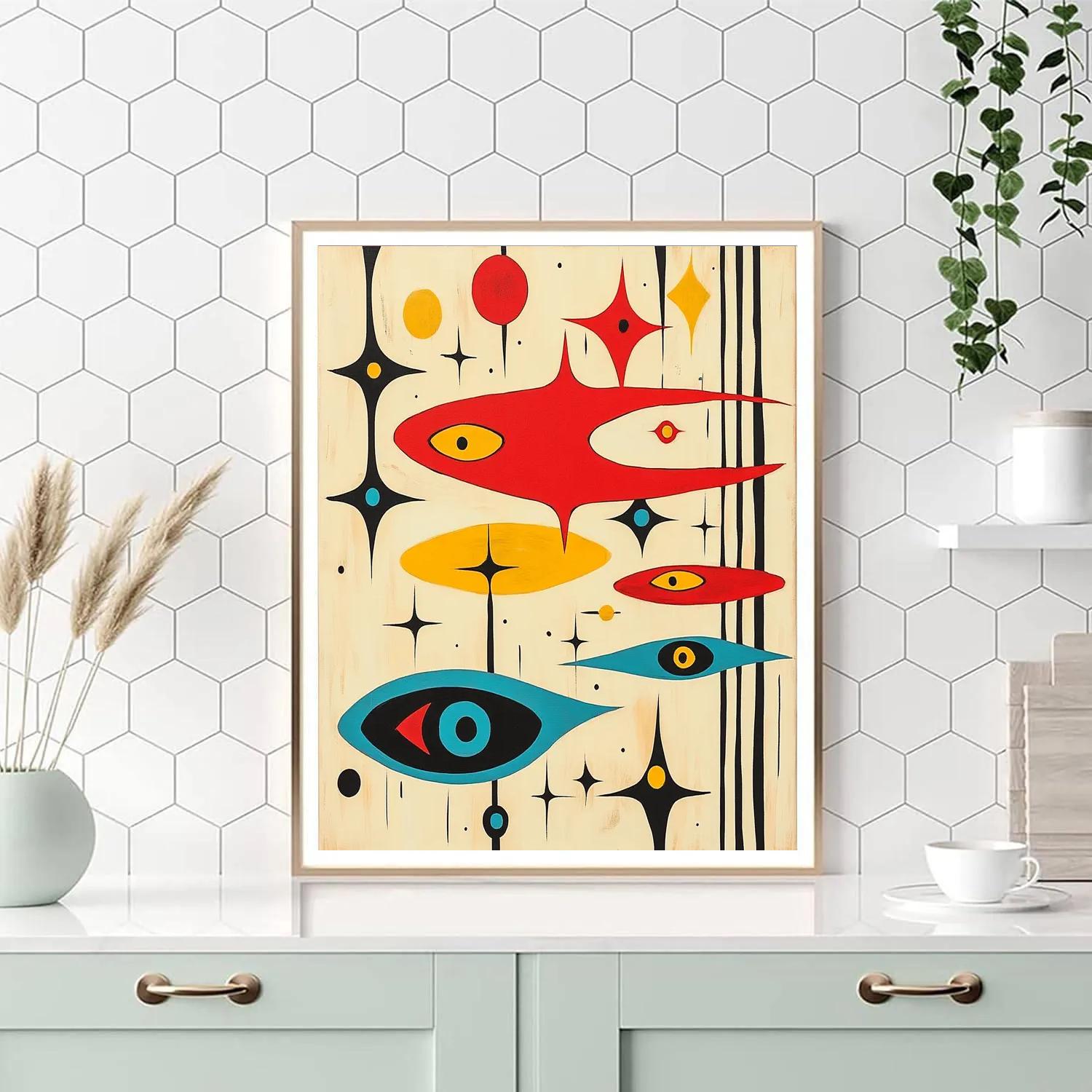 Joan Miró Inspired Dreamlike Cosmos paint by color