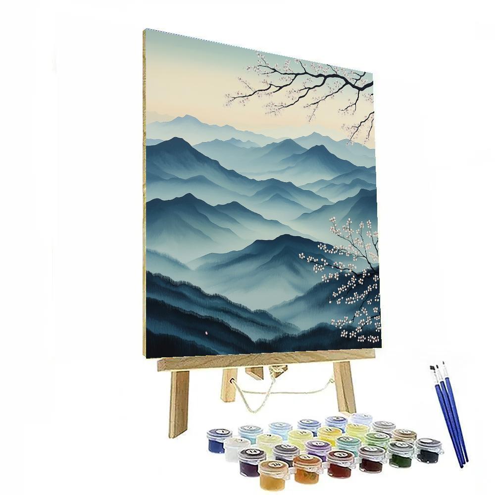 Hiroshige Inspired Mountain Dawn Paint by numbers art