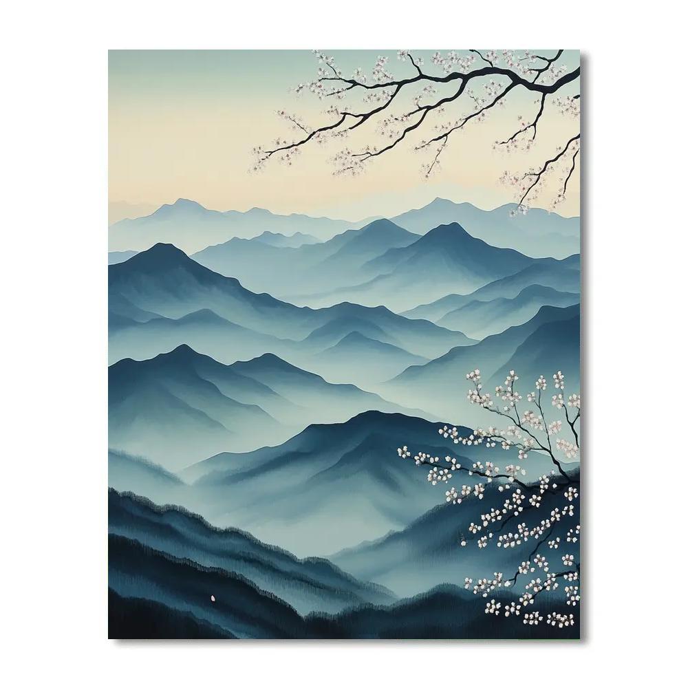 Hiroshige Inspired Mountain Dawn Paint by numbers art