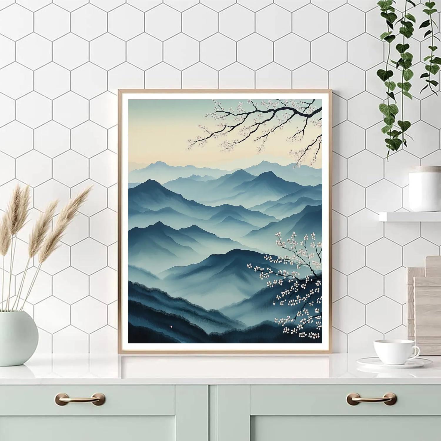 Hiroshige Inspired Mountain Dawn Paint by numbers art
