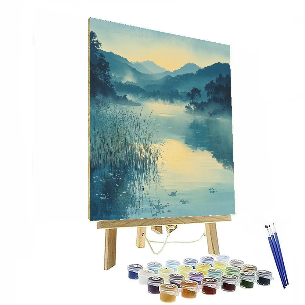 Hiroshige Inspired Misty Morning River paint by numbers