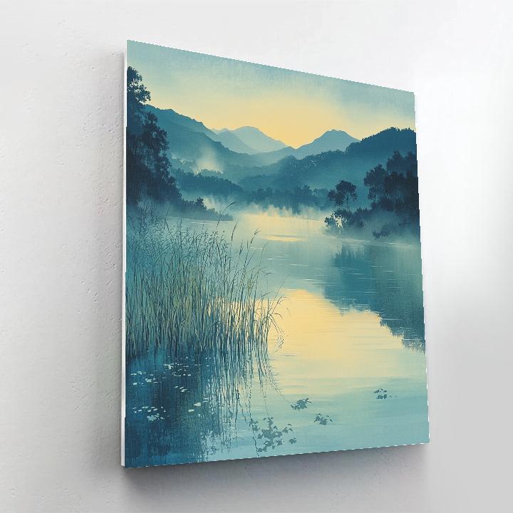 Hiroshige Inspired Misty Morning River paint by numbers