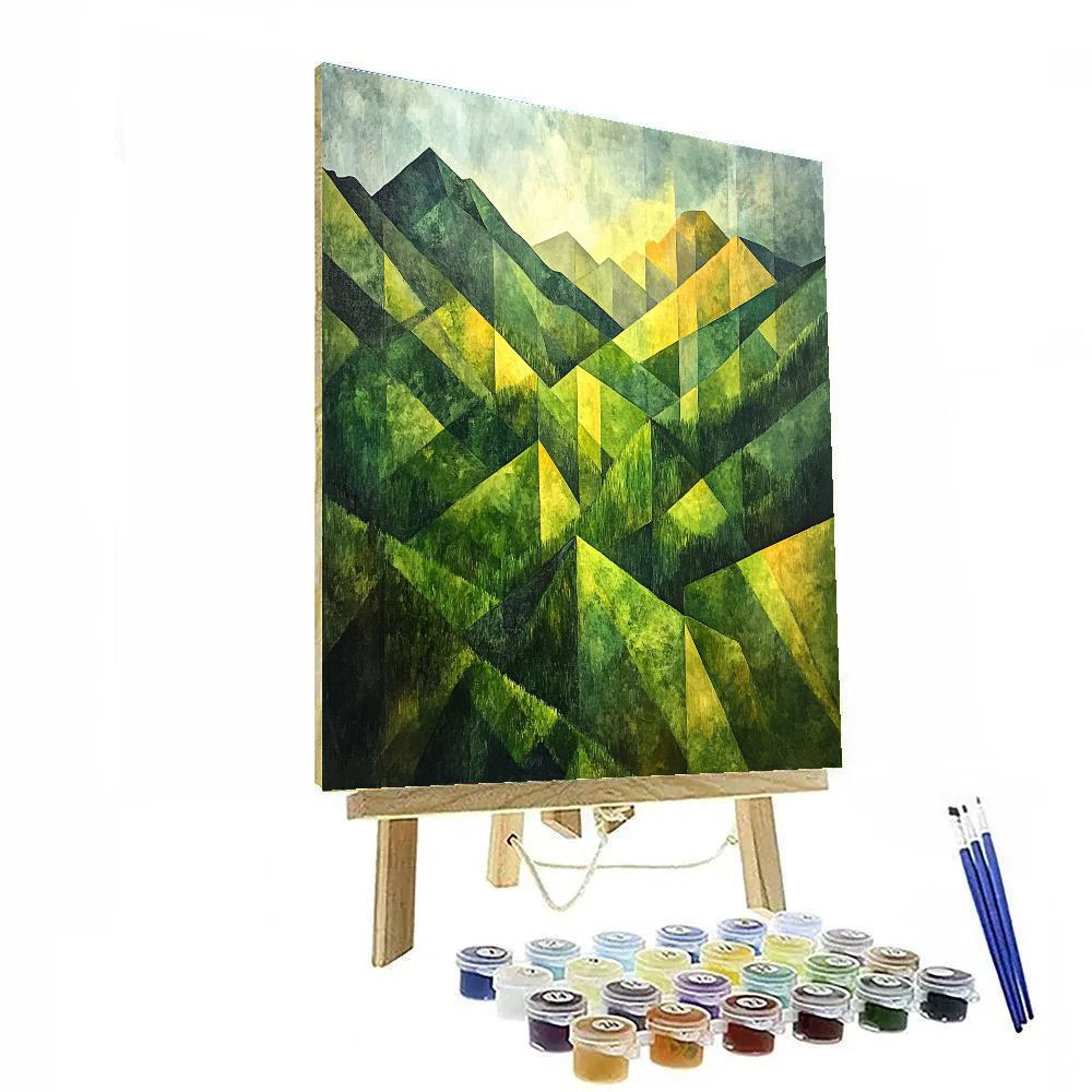 Paul Cézanne Inspired Verdant Mountain Abstract painting number kit