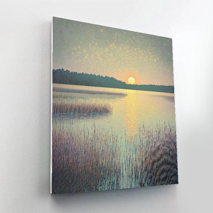 Georges Seurat Inspired Misty Wetland Dawn paint by color