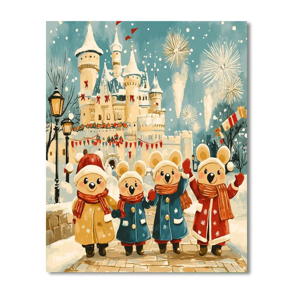 Enchanted Castle Snowfall Parade painting number kit