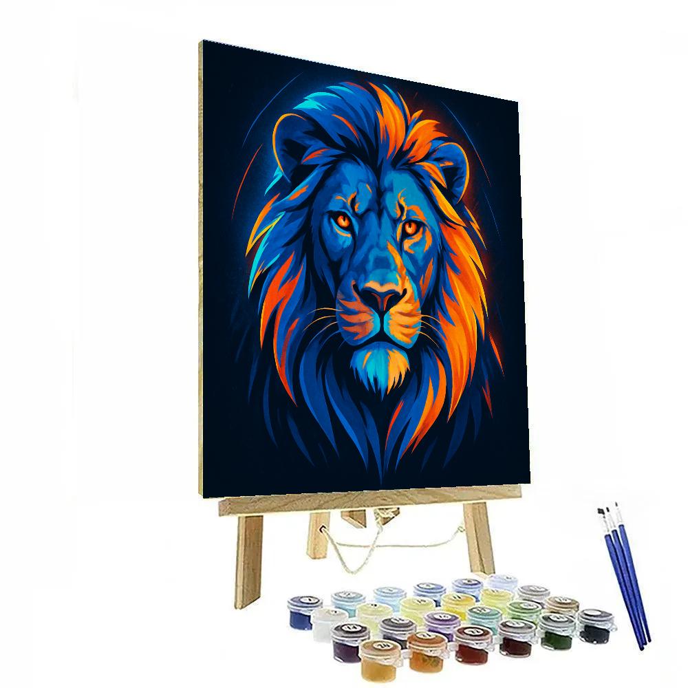Neon Lion Gaze Paint by numbers art