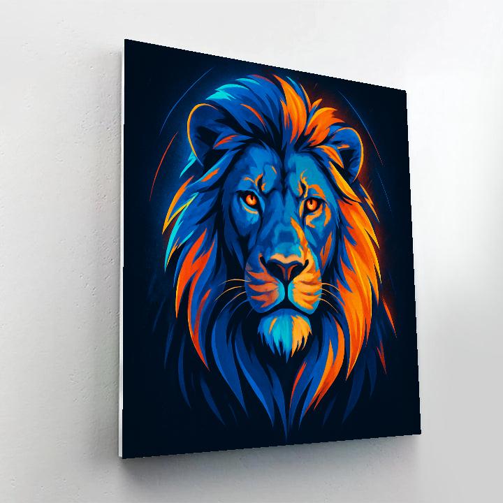 Neon Lion Gaze Paint by numbers art