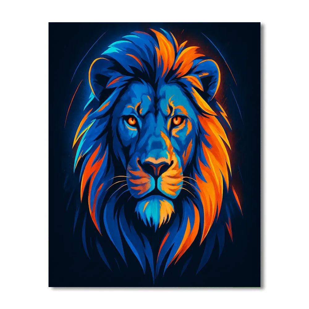 Neon Lion Gaze Paint by numbers art