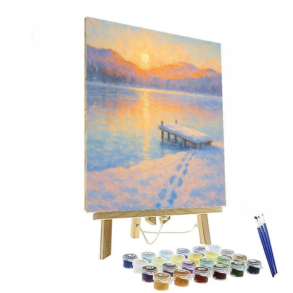 Sunrise Over Frozen Lake Numbered painting kits