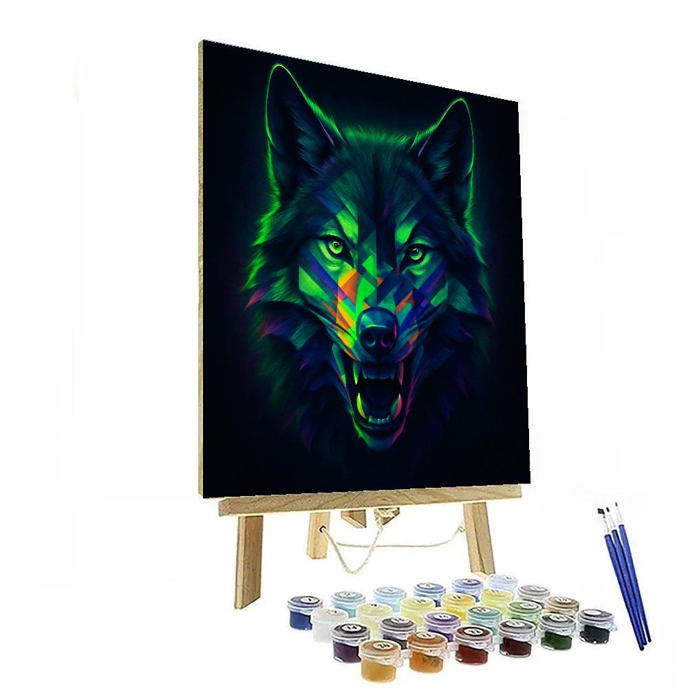Prismatic Wolf Stare DIY paint by numbers