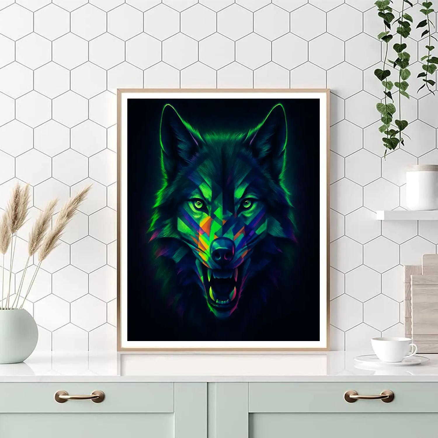Prismatic Wolf Stare DIY paint by numbers